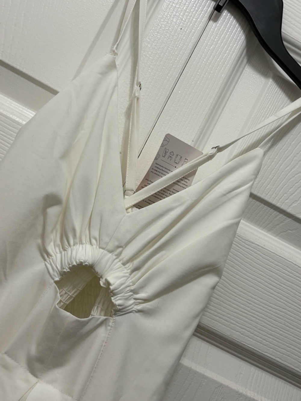 Women's White Cutout V-Neck Spaghetti Strap Dress